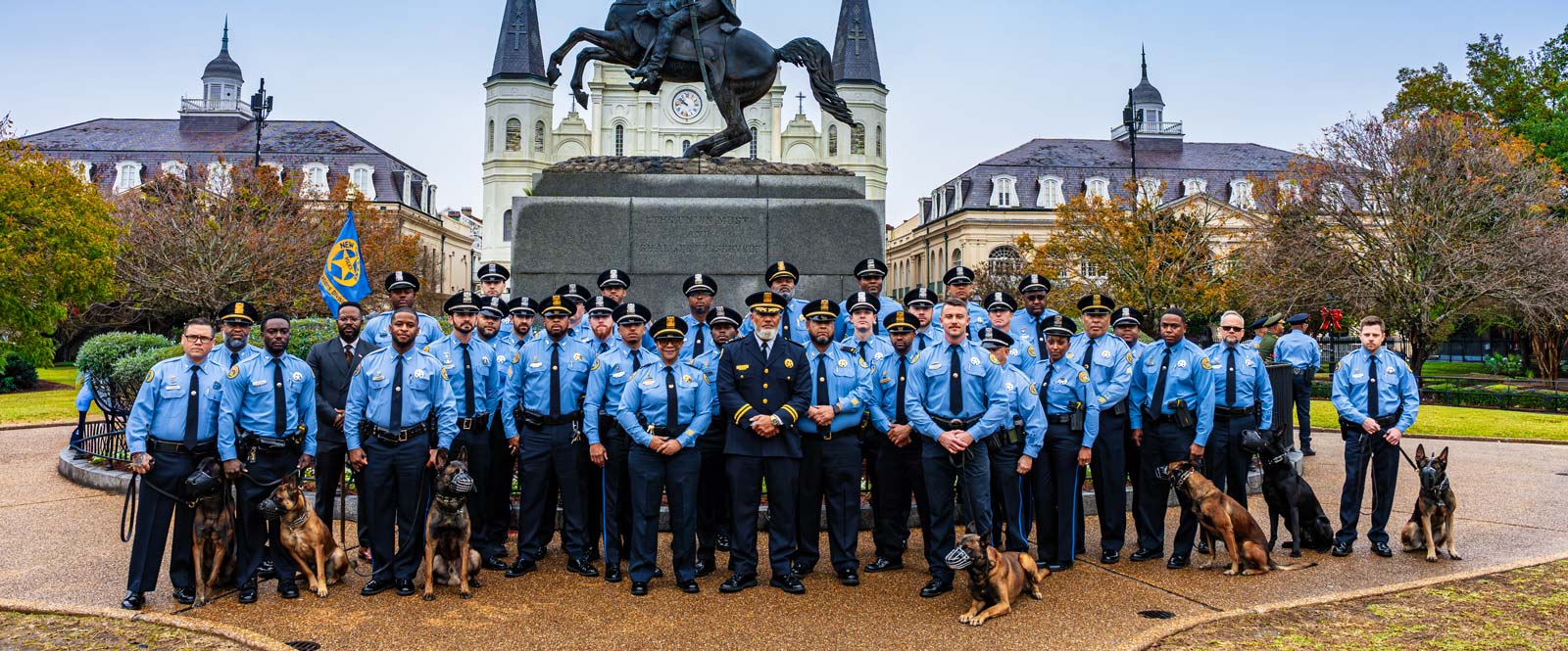 NOPD team in front of St. Louis cathedral