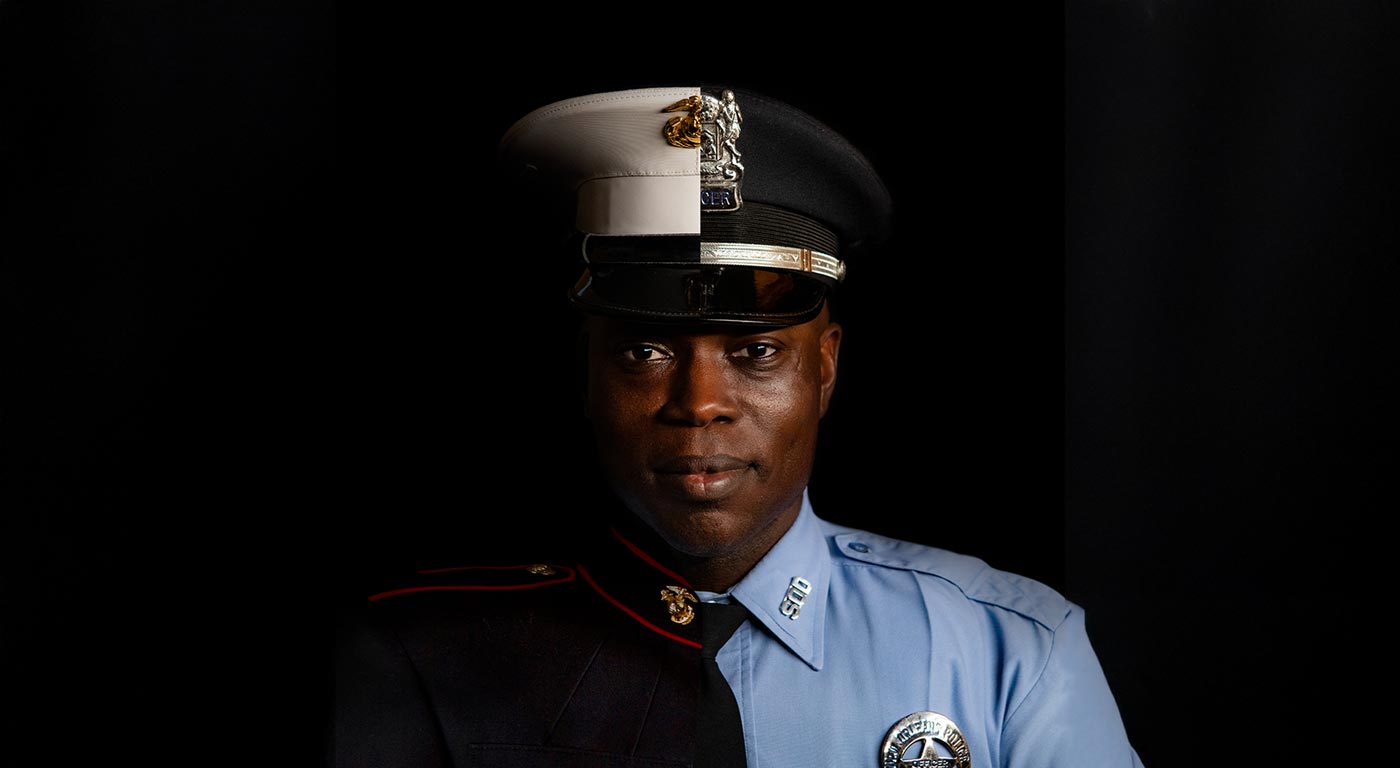 Veteran police officer facing forward